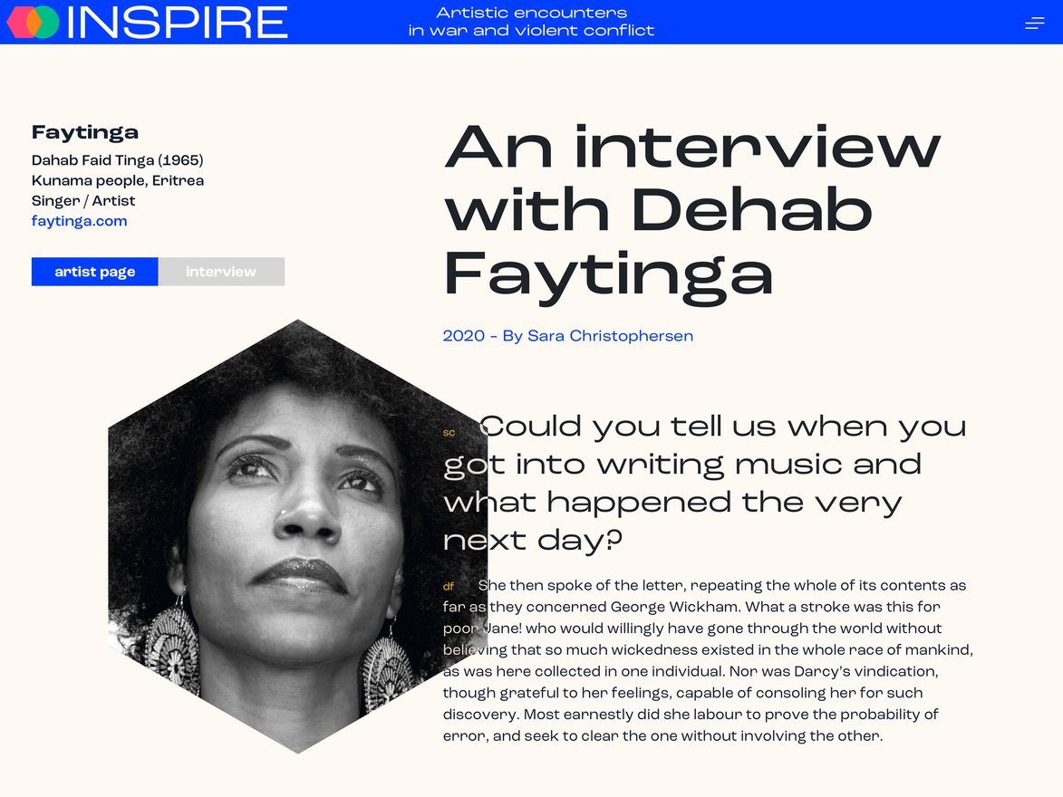 Website Design - Artist Interview Page - Inspire Gallery